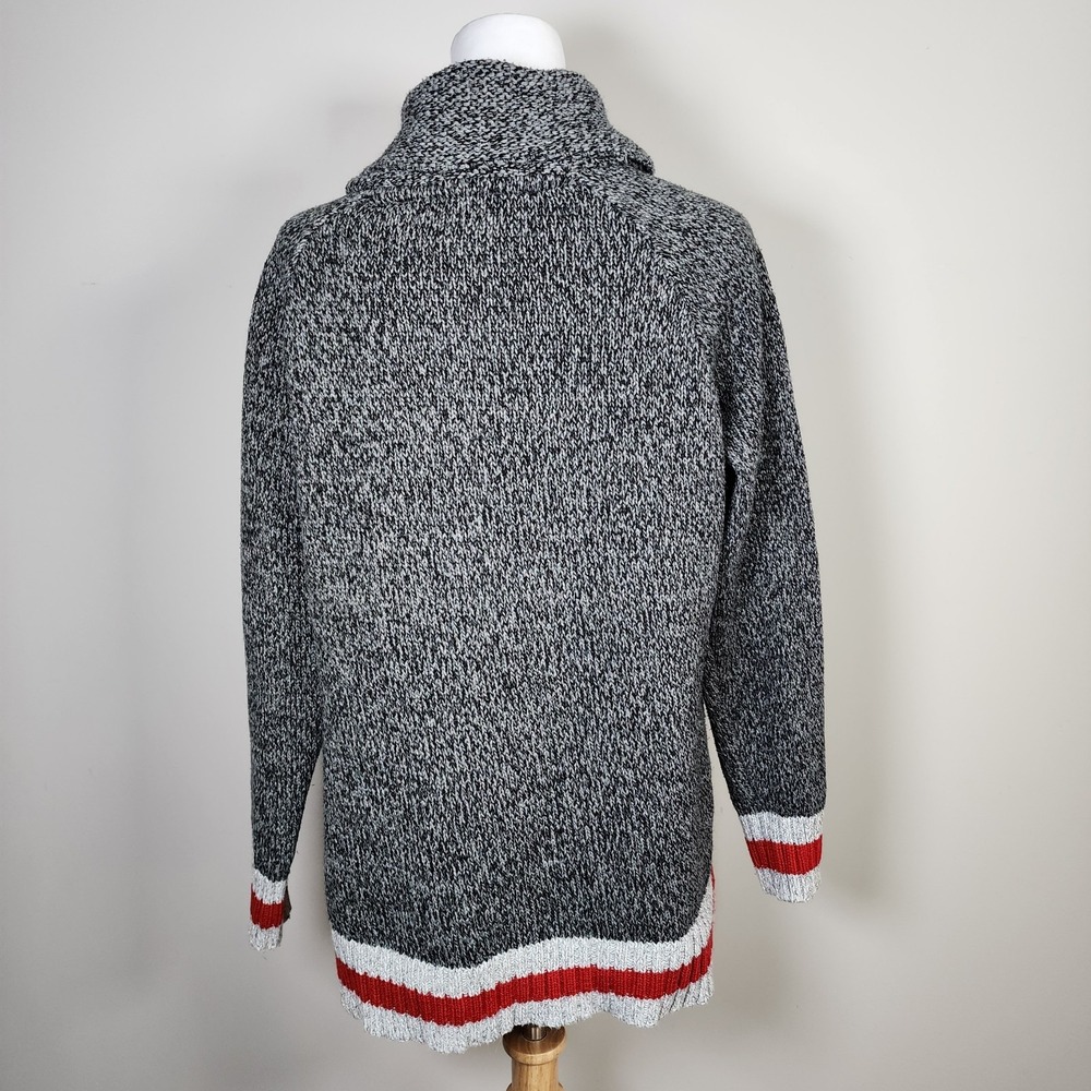 Warehouse One Cabin Sweater Womens XL Knit Gray Red White Sock Monkey Cardigan - Picture 6 of 13